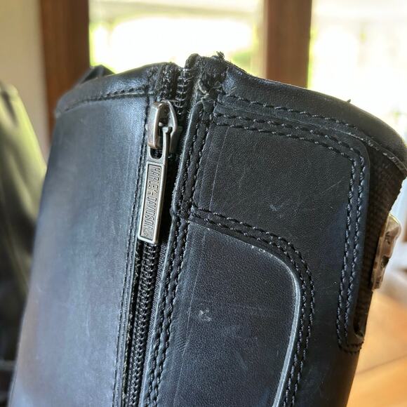 Harley Davidson‎ Mens Black Leather Riding Biker Boots Strap Skull Size 10 US - Picture 11 of 13